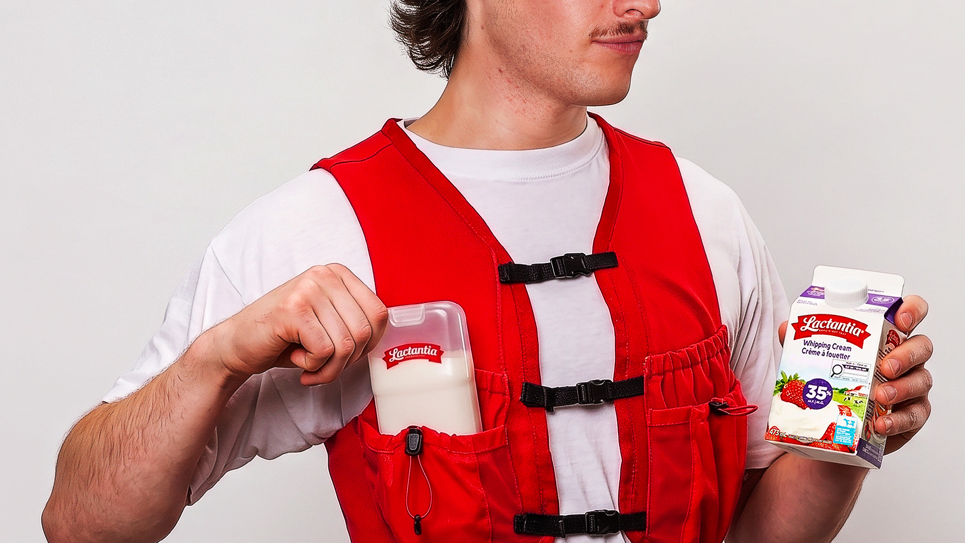 A runner wearing the Lactantia butter churning vest